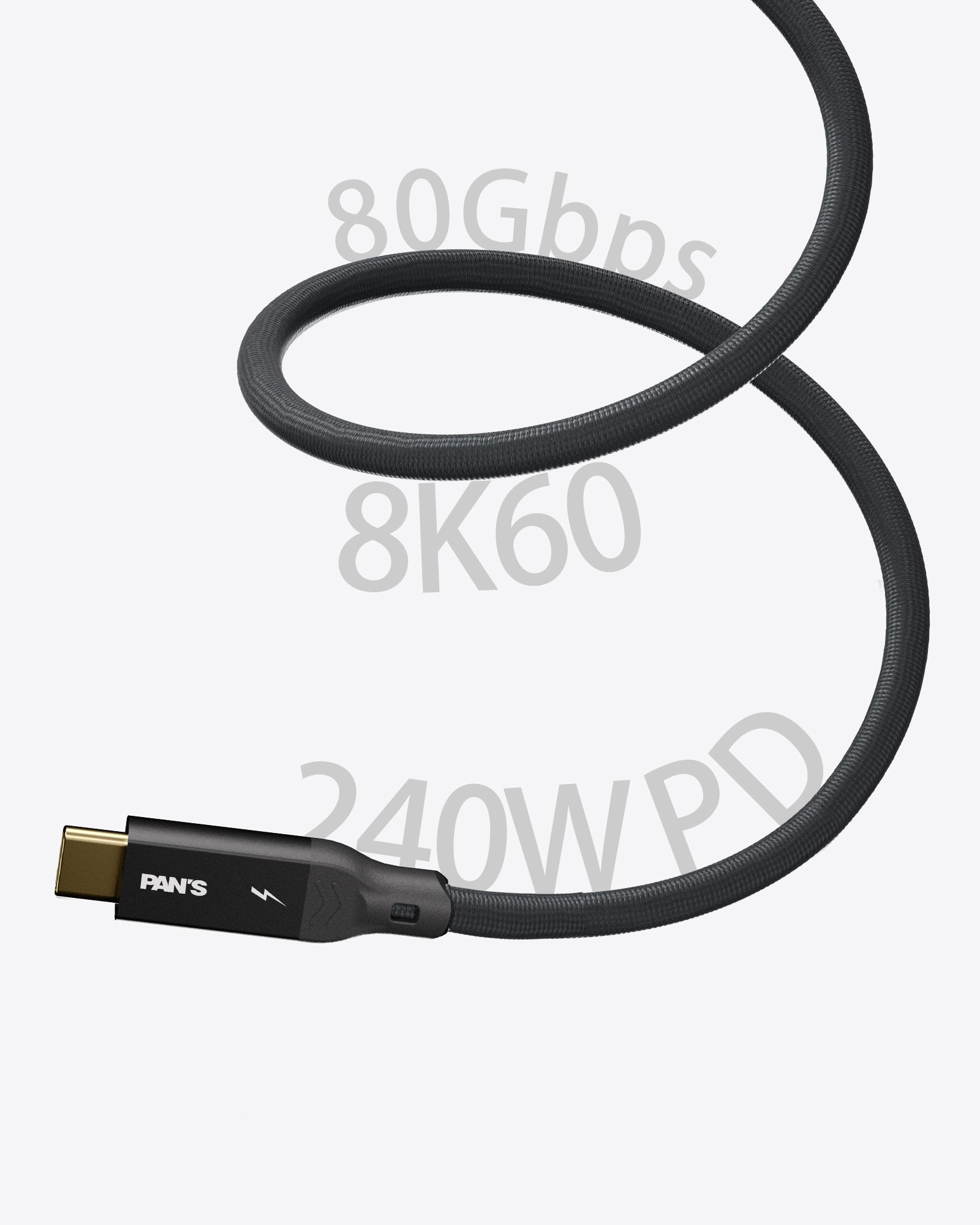 PAN'S USB-C Cable 2.0 for Fast Charging, 8K Display & High-Speed Data